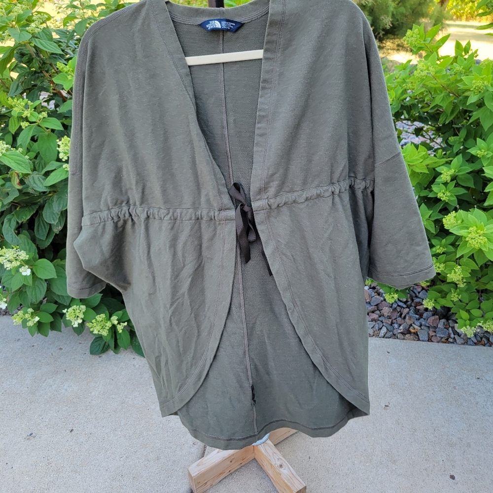 The North Face Bayocean Olive lightweight tie waist cardigan sweatshirt Large